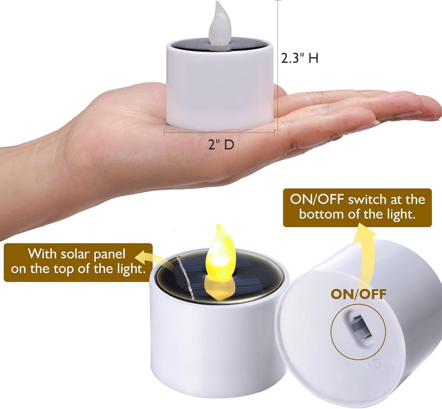 PChero Solar Candles Outdoor Waterproof, Pack of 6 LED Flameless Solar