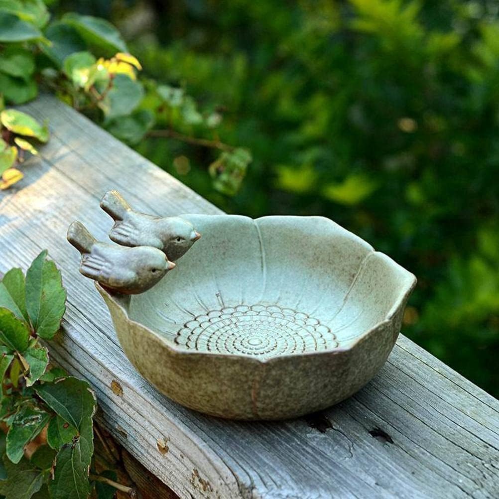 Ceramic Birdbath Bowl Wild Bird Feeder Food Holder Container Bird Feeding Tray Bowl for Outside Bee Bird Water Bath Outdoor Garden Courtyard Decoration, Balcony and Lawn