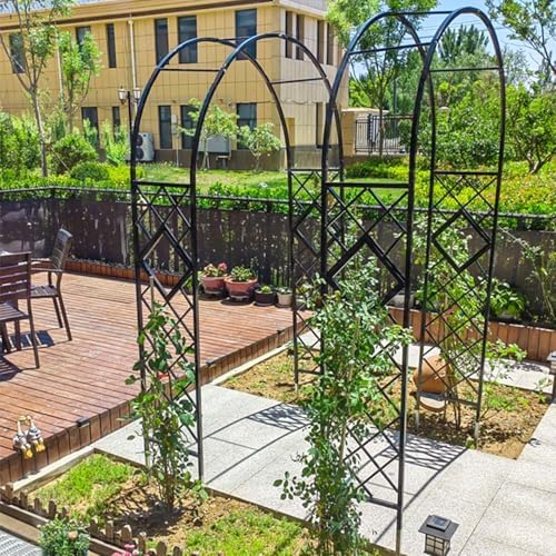 Outdoor Metal Garden Arch Trellis for Climbing Plants, 7.5ft Pergola Arbor Stand for Wedding & Party Decoration, Durable Brown Finish, Perfect for Outdoor Events