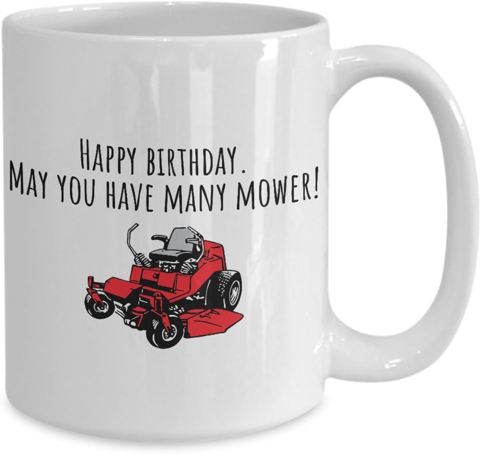 Lawn Mower Birthday Gift - Yard Care, Gardening Present - Funny Birthday Mug - May You Have Many Mower - Football Pitch Maintenance