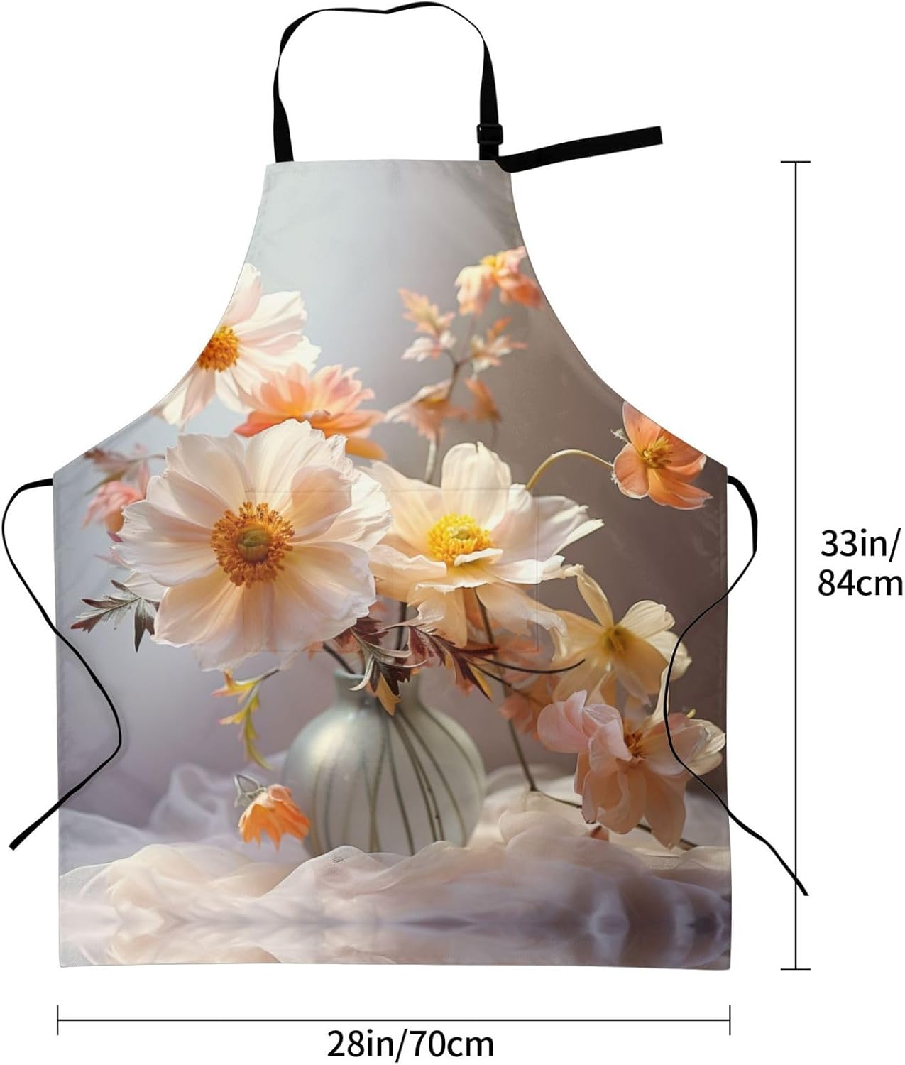 Hand Drawn Flower print Waterproof apron with pocket adjustable cooking apron for adult kitchen bibs to bake