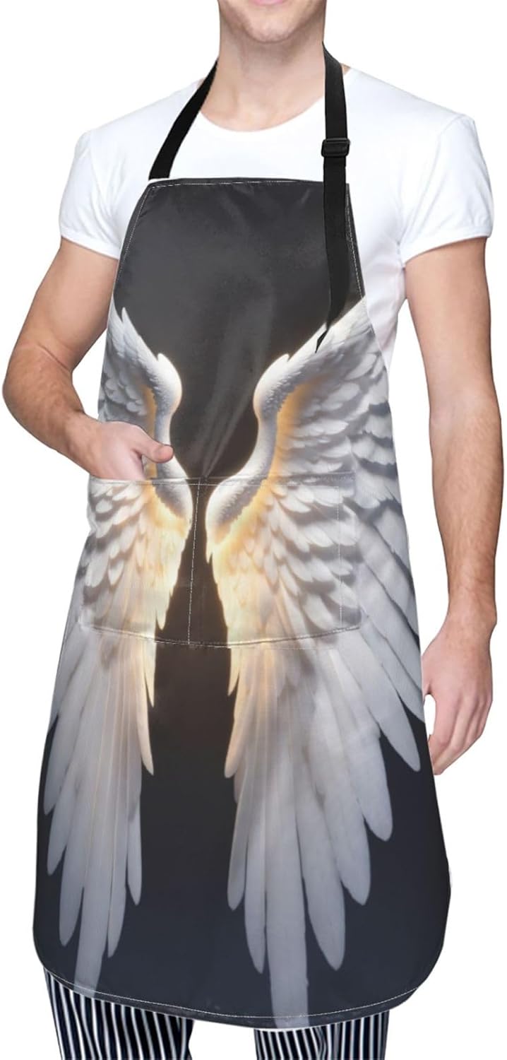 Angel Wing print Waterproof chef's apron with pocket apron for kitchen cooking baking barbecue and gardening