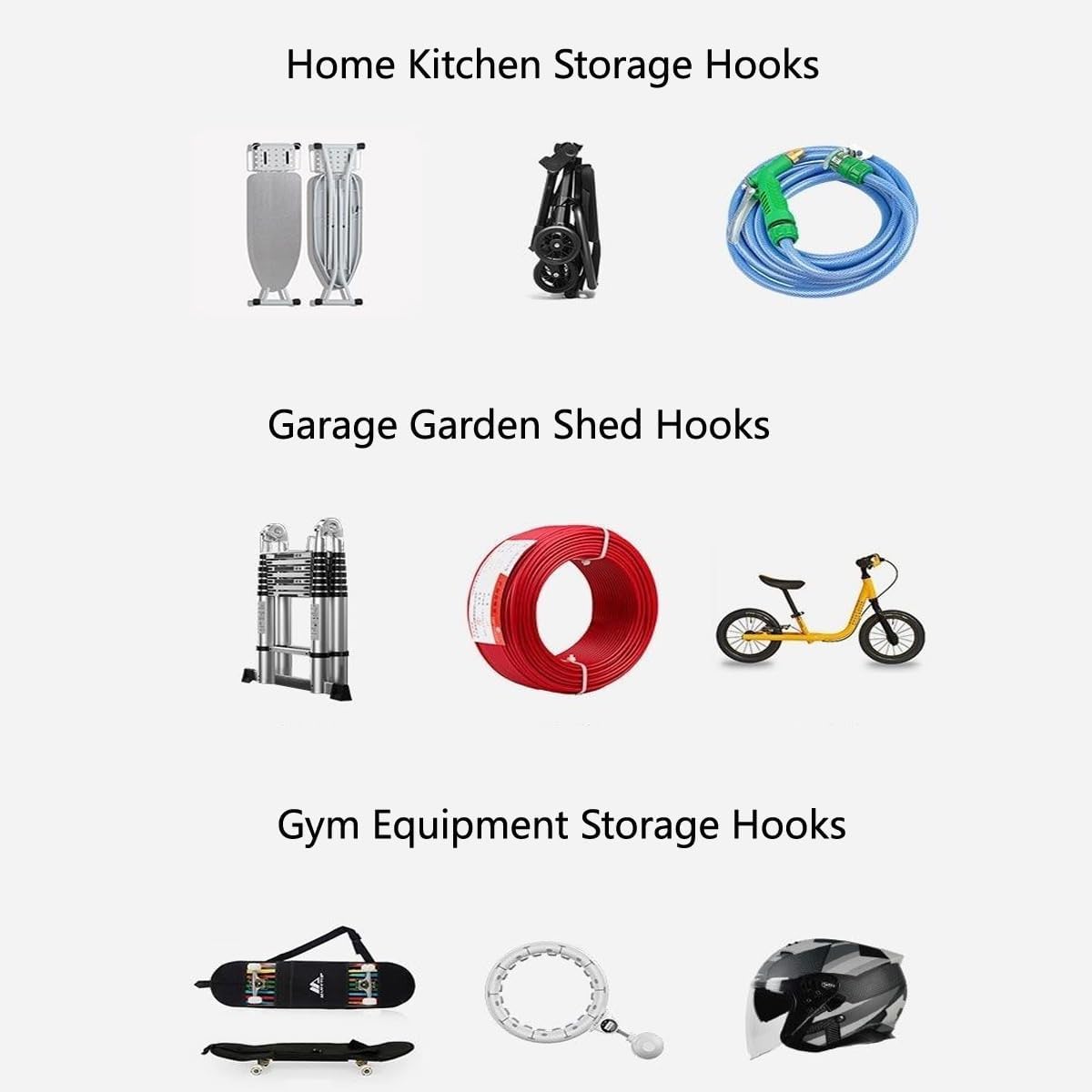 Heavy Duty Steel Garage Hooks,80 lbs Capacity,Large Metal Utility Storage Hook 2 Pack Garden Tool Organizer, Anti-Slip Wall Mount Hose Shed Shop Ladder Hanger J Hook