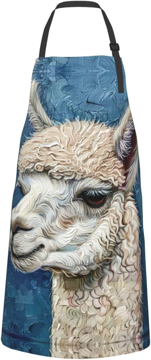Alpaca Llama print Waterproof chef's apron with pocket apron for kitchen cooking baking barbecue and gardening