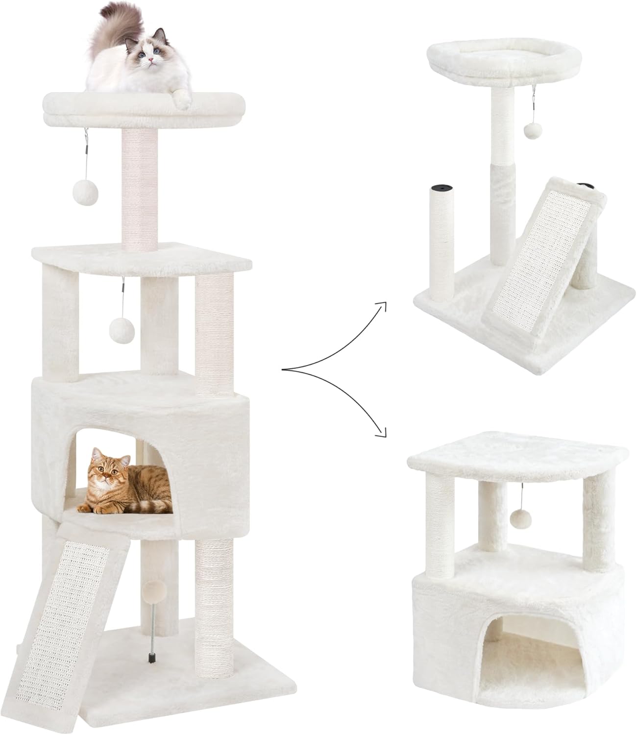45in Cat Tree Tower with Big Condo for Indoor Kitten,Cat Tower with Sc