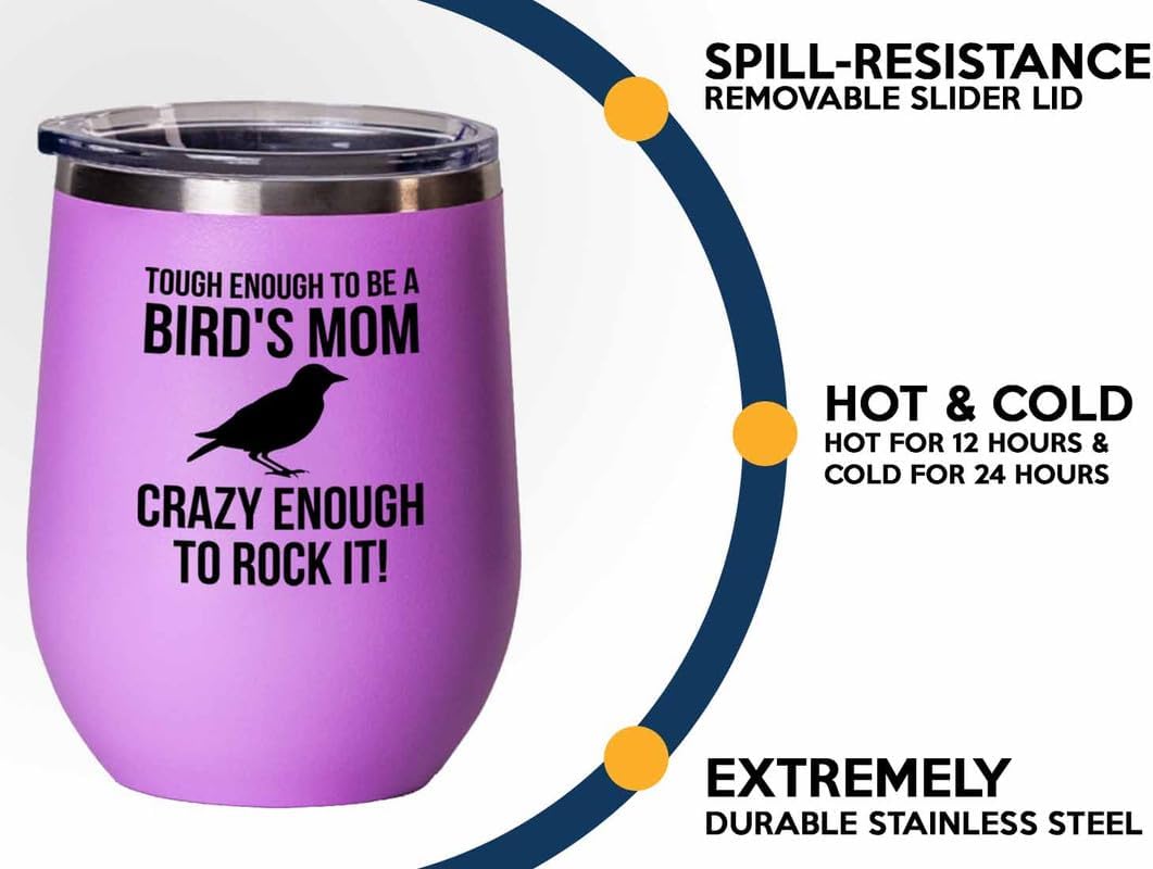 Birding Pink Edition Wine Tumbler 12oz - Tough enough to be - Bird Feeder Backyard Birdwatcher Gifts Birding Bird Lover