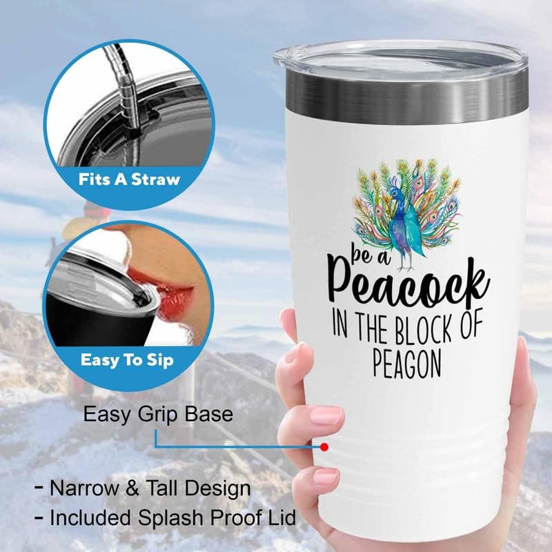 Bird Lover White Edition Viking Tumbler 20oz - Peacock Block pgeons - 