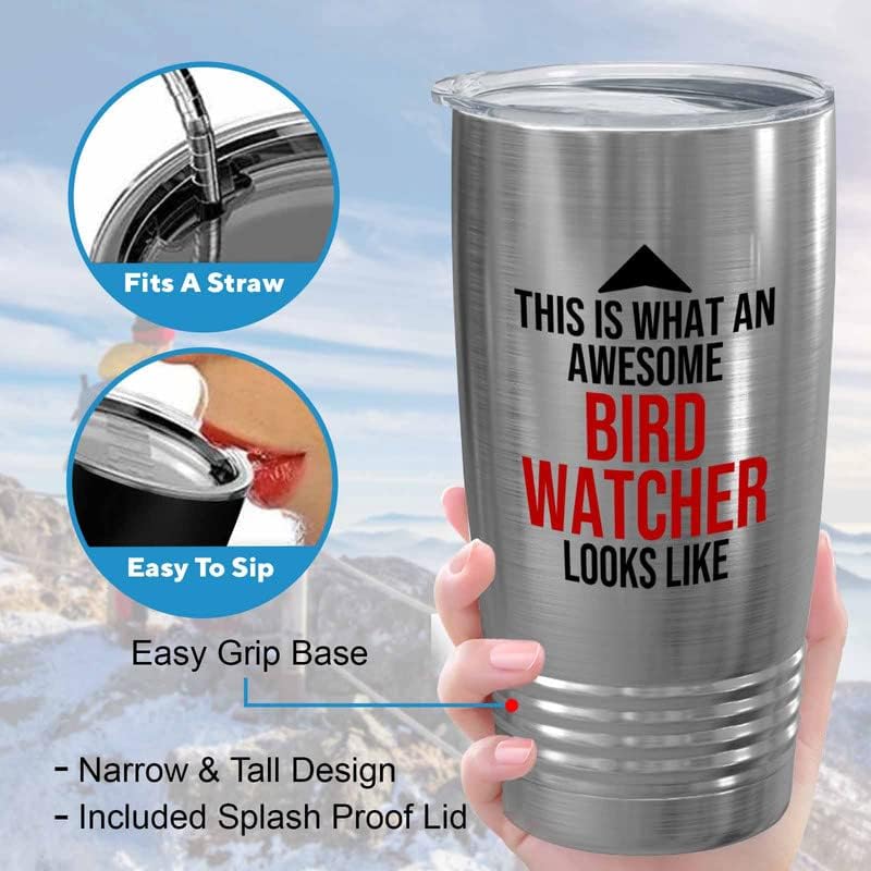 Bird Lover Silver Edition Viking Tumbler 20oz - Awsome Bird Watcher Lo