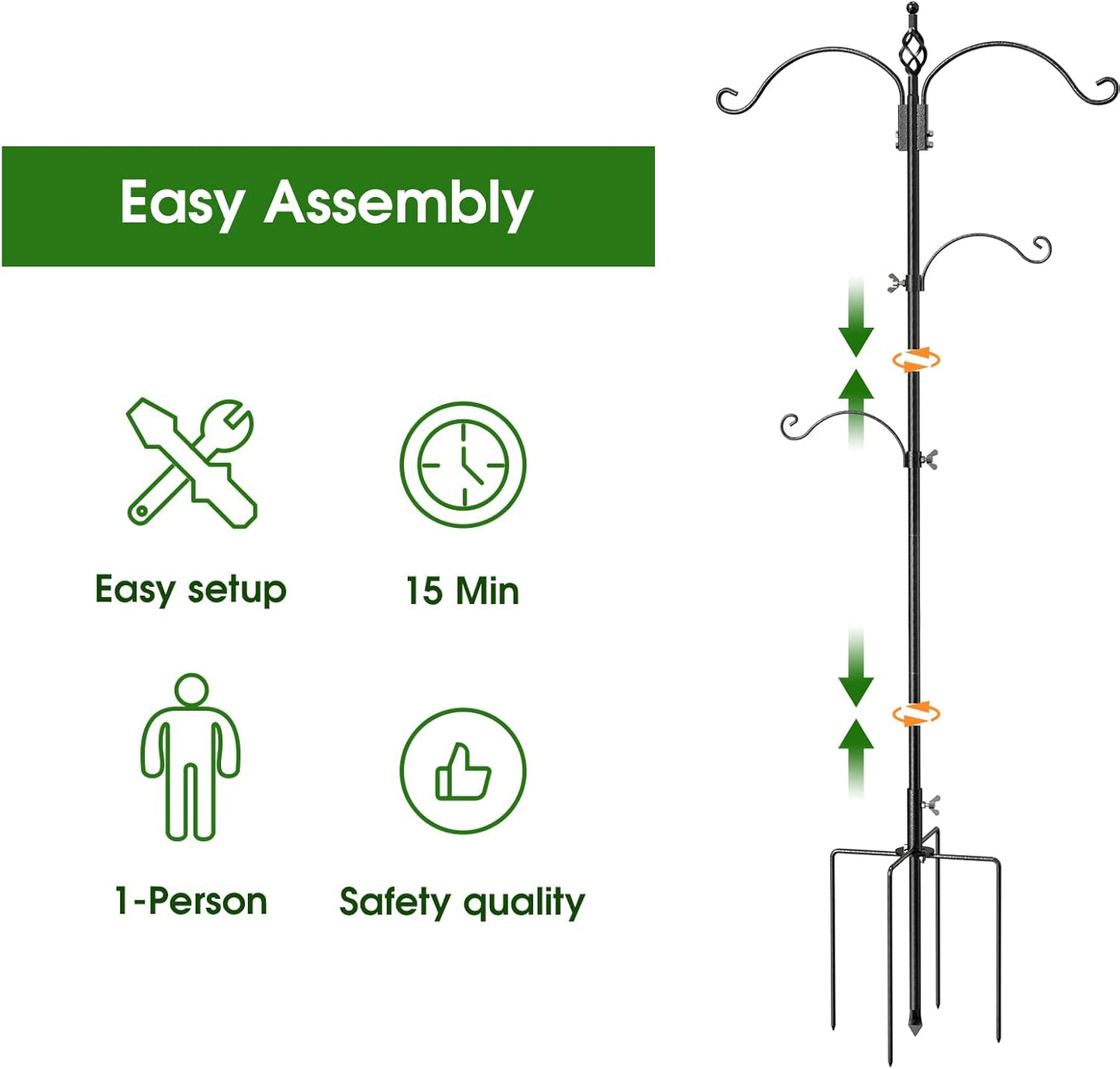 Bird Feeder Pole Wild Bird Feeder Hanging Kit Planter, 83 Inch Bird Fe