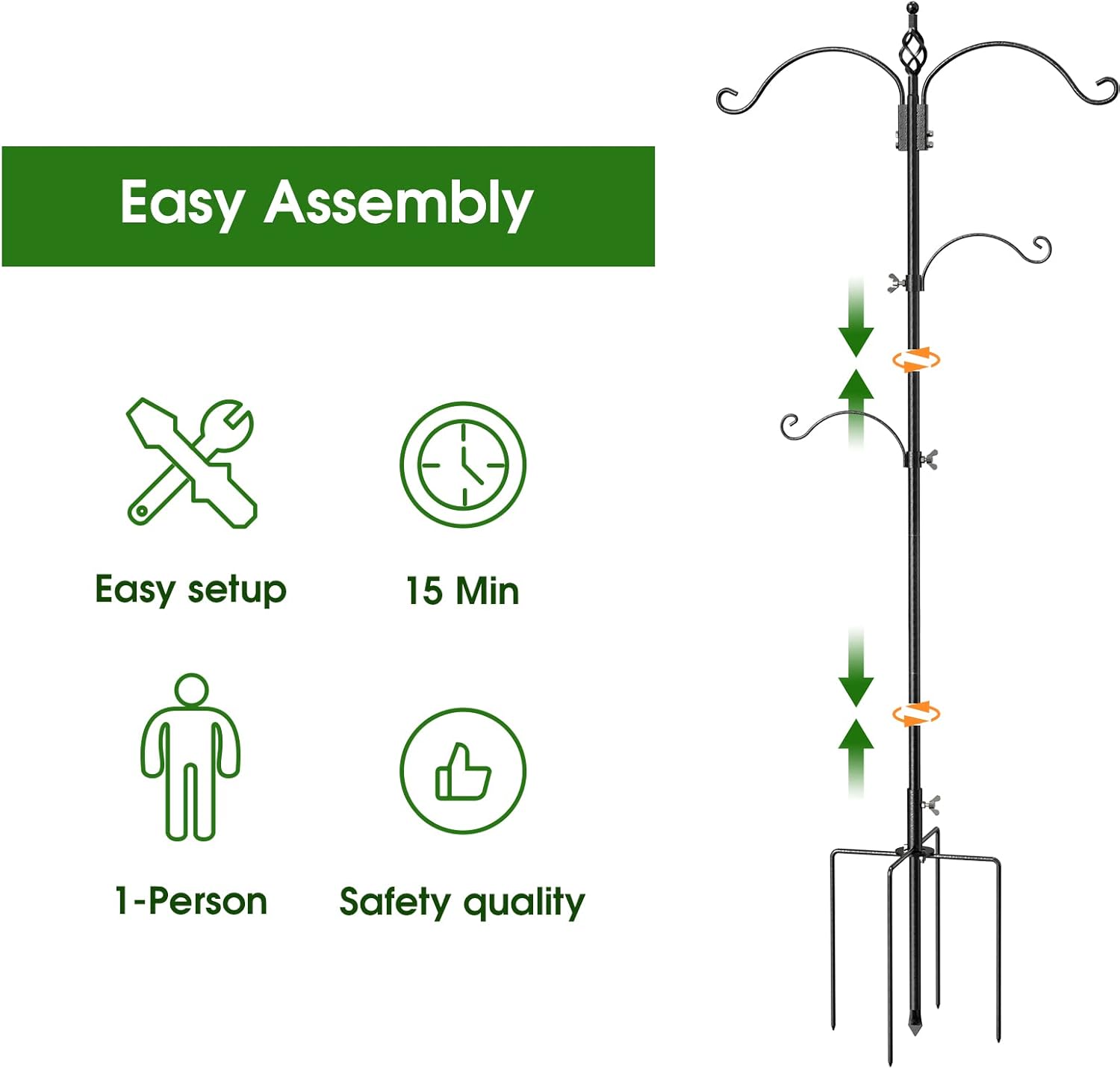 Bird Feeder Pole Wild Bird Feeder Hanging Kit Planter, 83 Inch Bird Fe