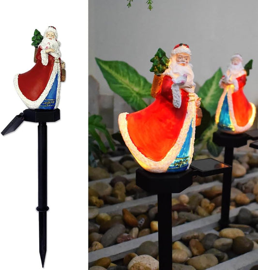 Christmas Solar Garden Stake Light, Resin Outdoor Pathway Decoration with Warm White LED, Holiday Yard Decor (D)