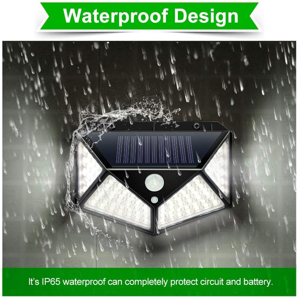 Wall Light Solar Light Outdoor Solar Lamp with Motion Solar LED Light Waterproof Sunlight Powered for Garden Decoration (Size : 4 Piece 102 LEDs) (1 Piece 100 LEDs)