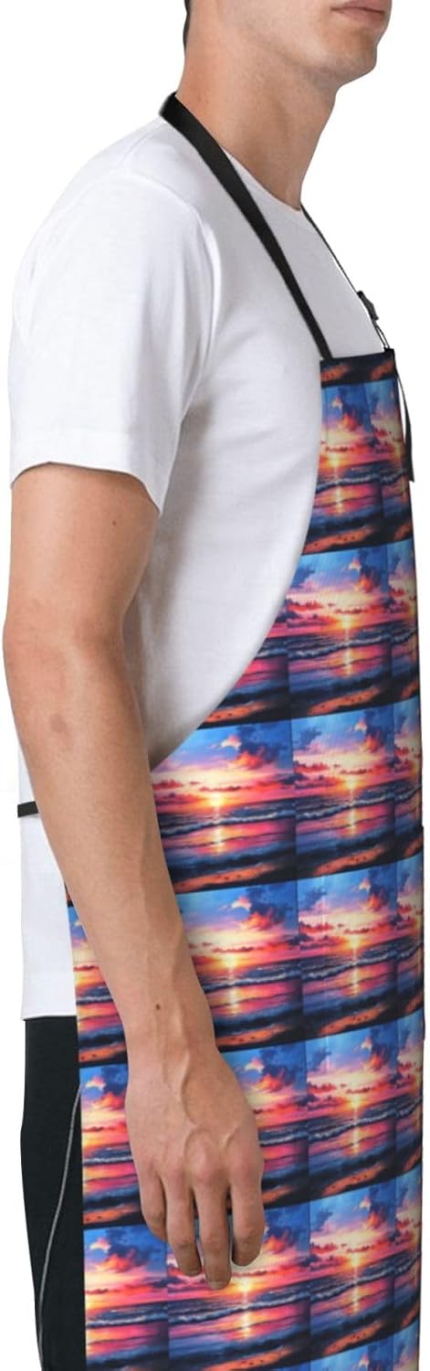 YANYU Palm Tree Sunset Print 28x33 In Kitchen Apron Stylish Chef Apron