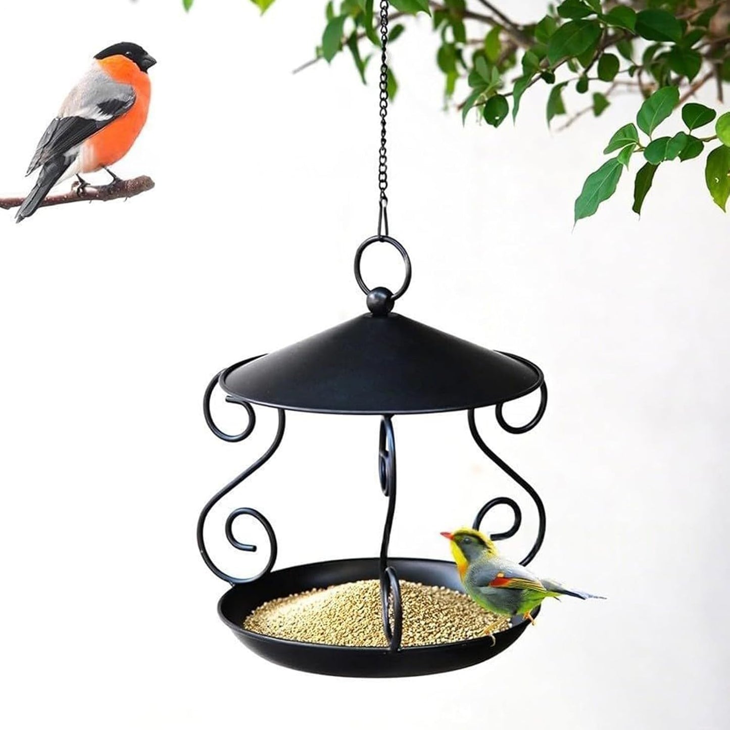 Wild Bird Feeders,Rainproof Metal Feeding Tray | Hangable Bird Feeder,for Patio Lawn Backyard Balcony Birdwatching Park Porch Deck Terrace Garden