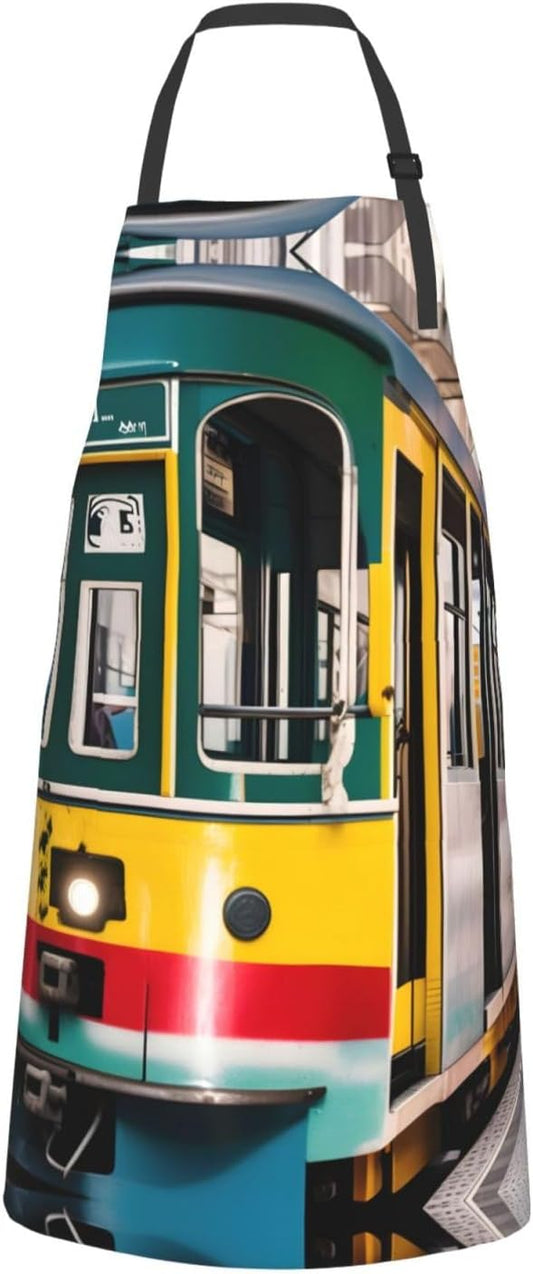 lisbon tram Print Laundry apron 28x33 In Waterproof Kitchen Apron with