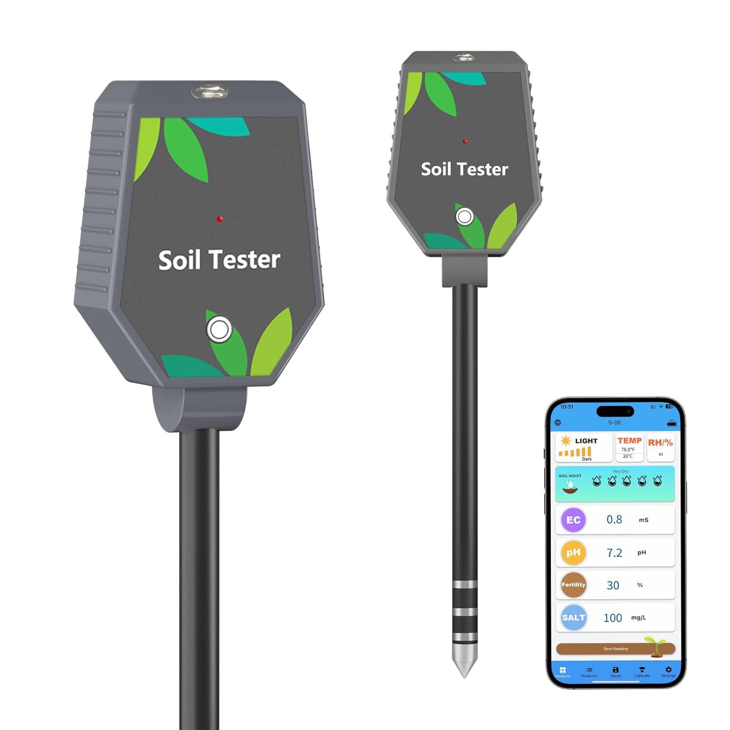 Soil Moisture Meter for Plants, 8-in-1 Soil pH Meter Moisture, Light, 