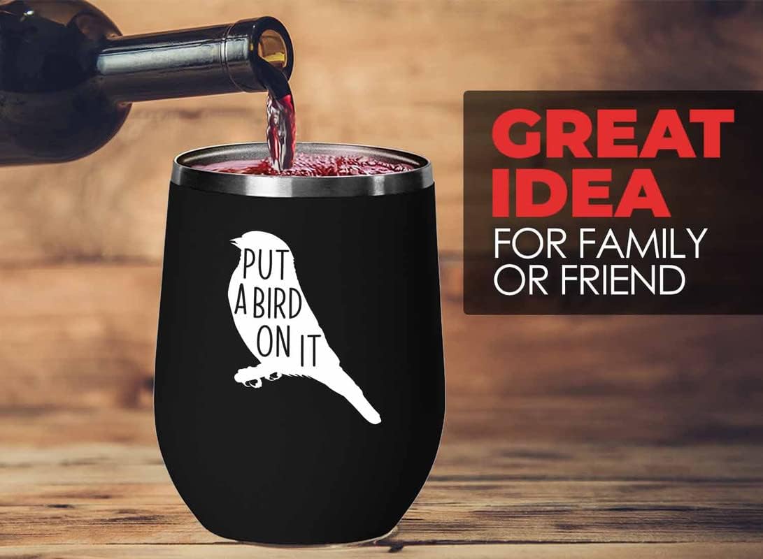 Bird Lover Black Edition Wine Tumbler 12oz - Put a bird on it - Hummin