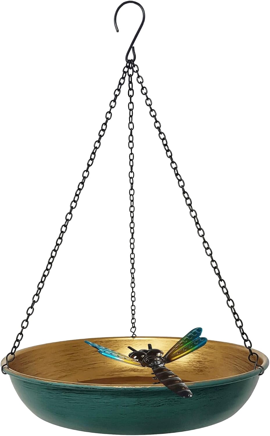Hanging Birdbath Bird Feeder for Outdoor 11 Inch Green/Bronze Cute Met