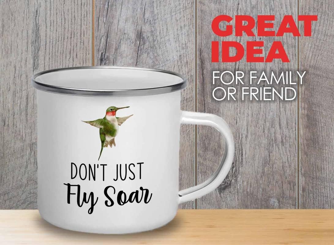 Bird Lover Camper Mug 12oz - Don't just fly soar - Hummingbird Nest Ca