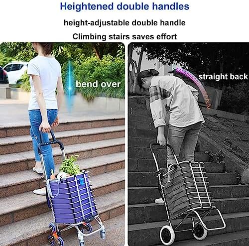 Heavy Duty Collapsible Wagon Cart with 8 Silent Universal Wheels, 360° Rotating Handle, 51KG Load Capacity, Foldable Folding Carts for Easy Stair Climbing and Transport
