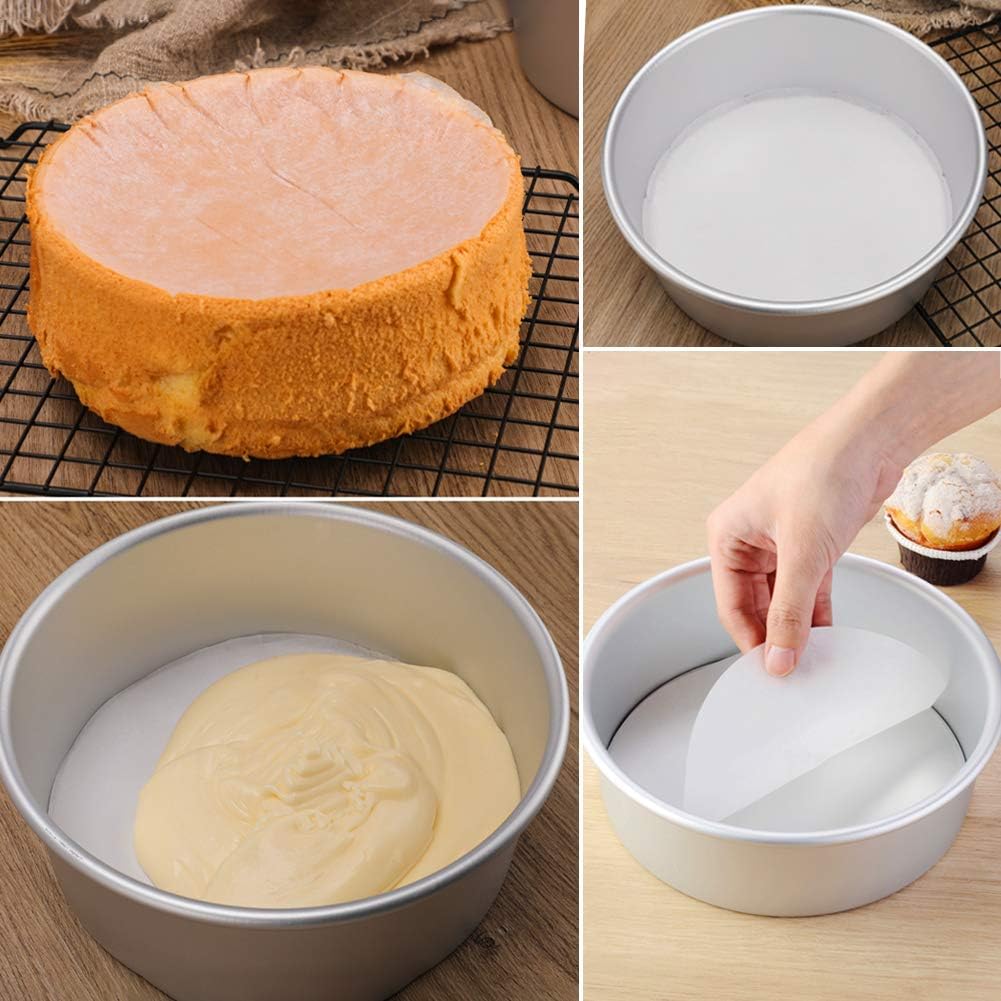 8 Inch Parchment Paper Rounds, Set of 100, Non Stick Baking Parchment 
