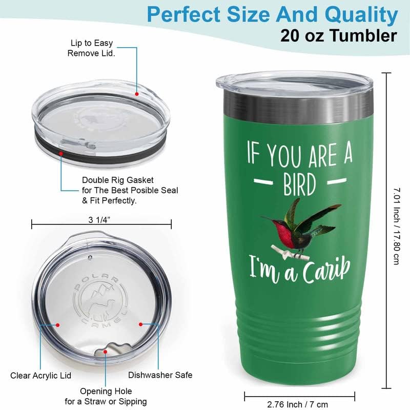 Bird Lover Green Edition Viking Tumbler 20oz - Bird and Carib - Hummingbird Nest Cage Parrot Dad Gardening Outdoor Birdwatcher Feeder