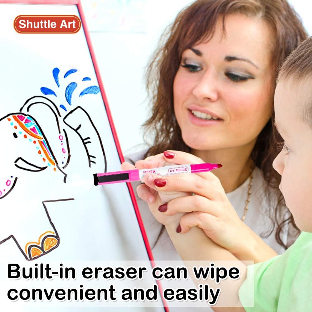 Shuttle Art Magnetic Whiteboard Markers, 20 Pieces Fine Tip and Eraser