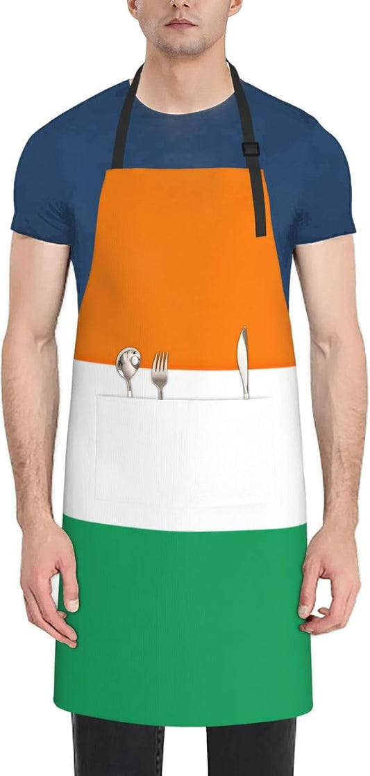 Flag of Cote d'Ivoire print Waterproof chef's apron with pocket apron for kitchen cooking baking barbecue and gardening