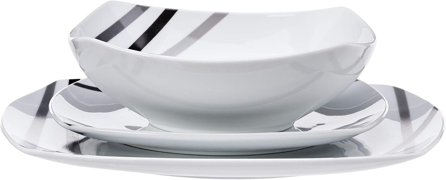 Amazon Basics 18 Piece Kitchen Dinnerware Set, Dishwasher and Microwav