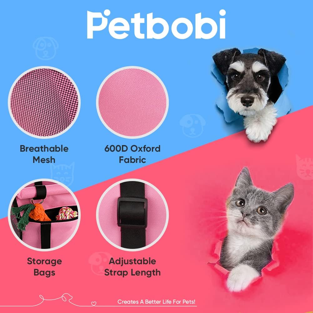 Petbobi Pet Reinforce Car Booster Seat for Dog Cat Portable and Breath