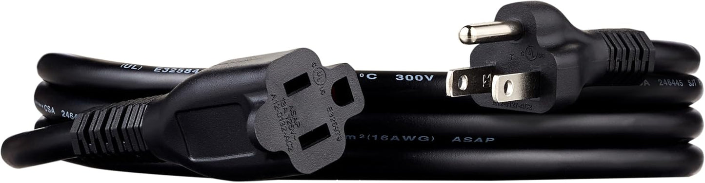 Amazon Basics Extension Cord, 3 Prong Outlet Extender, Indoor Power Cord, 13 Amps, 125V, 6 Ft, Black