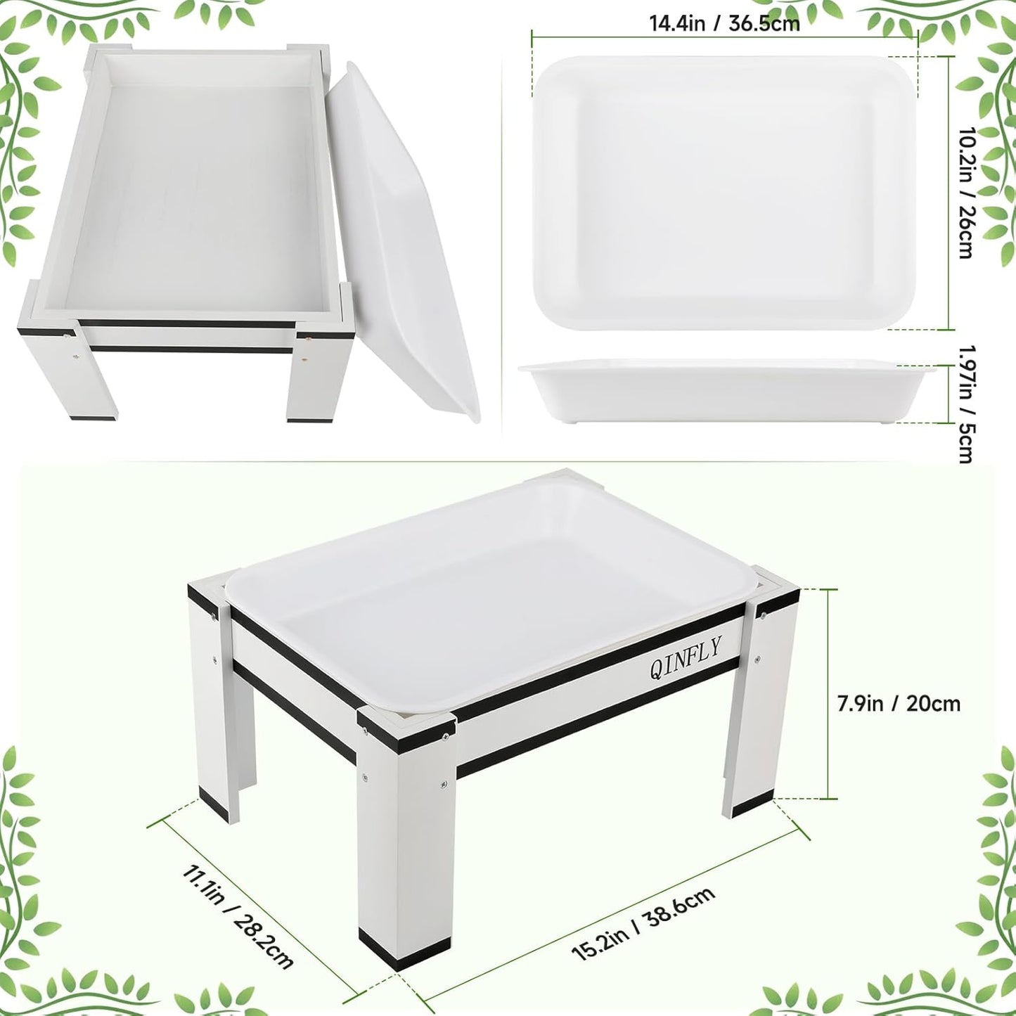 Chicken Feeder or Waterer Kit,Ground Wooden Platform Feeders with Removable Plastic Tray for Wild Bird,Bluebird,Chicken