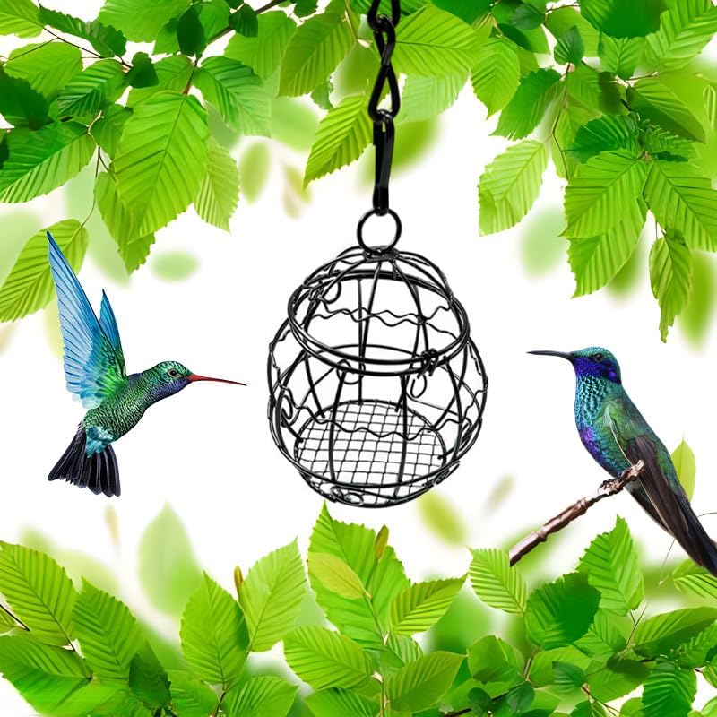 2pcs Wild Bird Feeder - Outdoor Garden Wild Metal Feeders Bird Feeder Patio Hanging 9.5 Inch for Garden Yard Outside Decoration Cute Shape attracts Birds