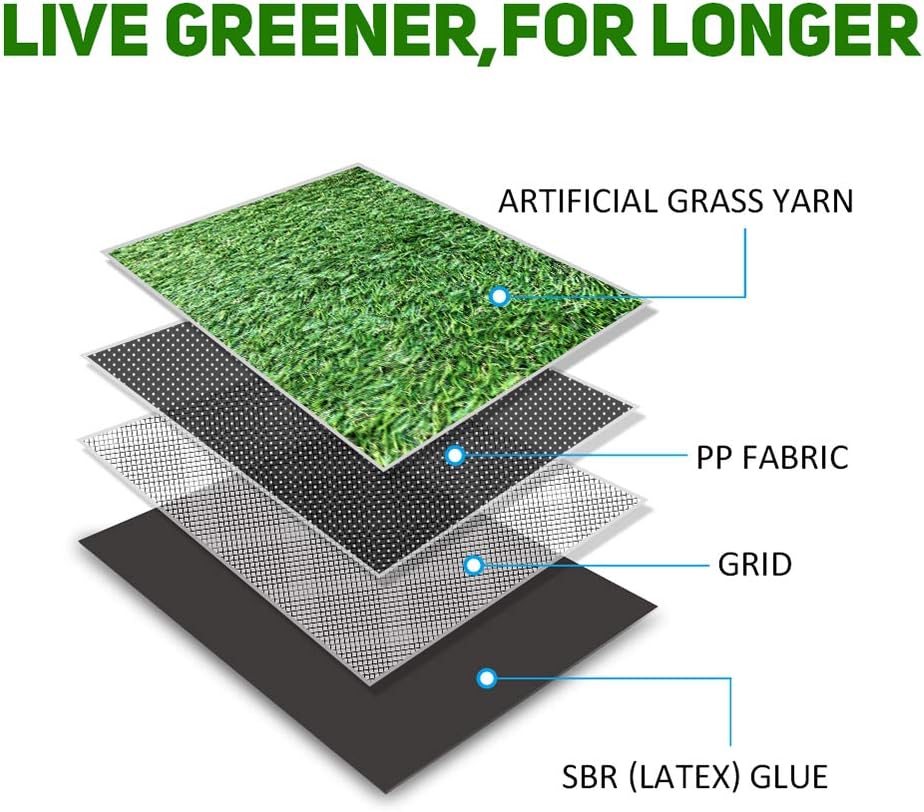 Artificial Grass 4 FT x 13 FT ( 52 Square ft ) Synthetic Thick Lawn Astro Turf Landscape Balcony Carpet Perfect for Indoor/Outdoor Fake Grass Rug