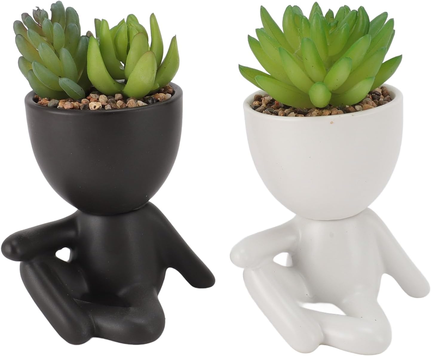 ZJchao Planter, Air Plants Office Plants Artificial Flower Pot Human Shaped Mini Fake Flower Pot Cute Desk Decor for Office, Home, Bathroom and Shelf