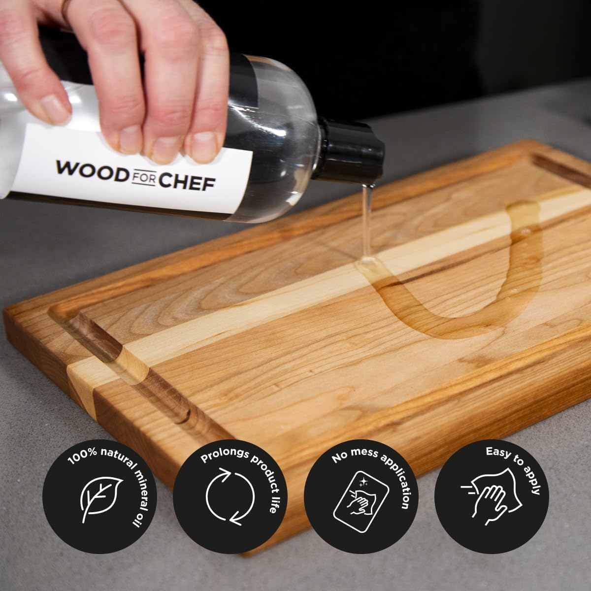 Cutting Board Food Grade Mineral Oil (8.5 oz) - Revitalize Cutting Board, Butcher Block, Countertops, Wood Utensils and Stainless Steel - Food Safe - Made in North America