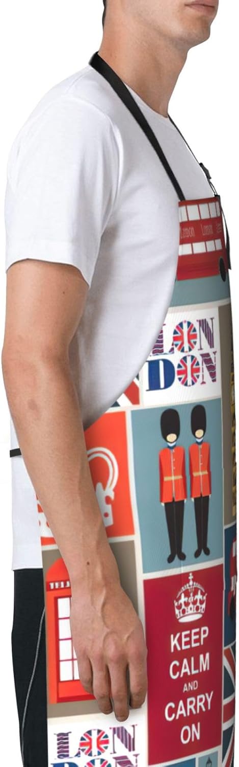England Symbols print Waterproof apron with pocket adjustable cooking apron for adult kitchen bibs to bake