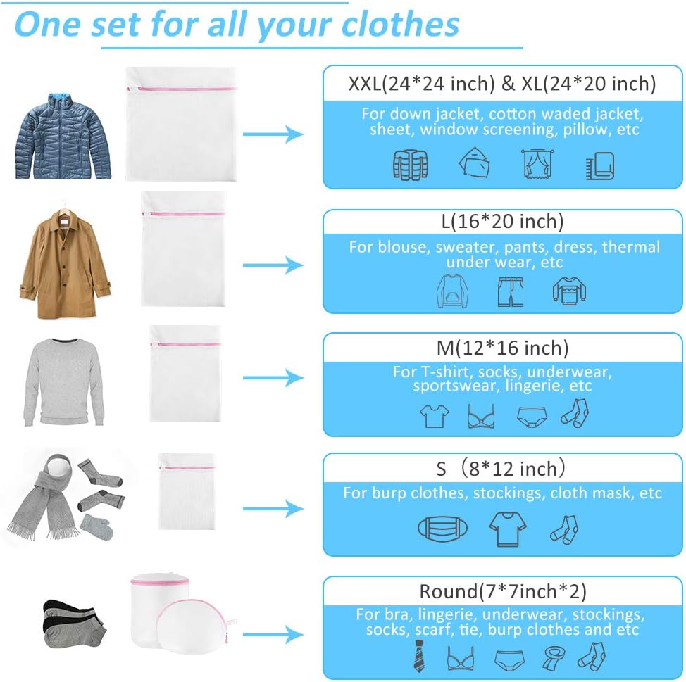 GOGOODA Mesh Laundry Bags for Delicates Durable Protective Wash Bags T