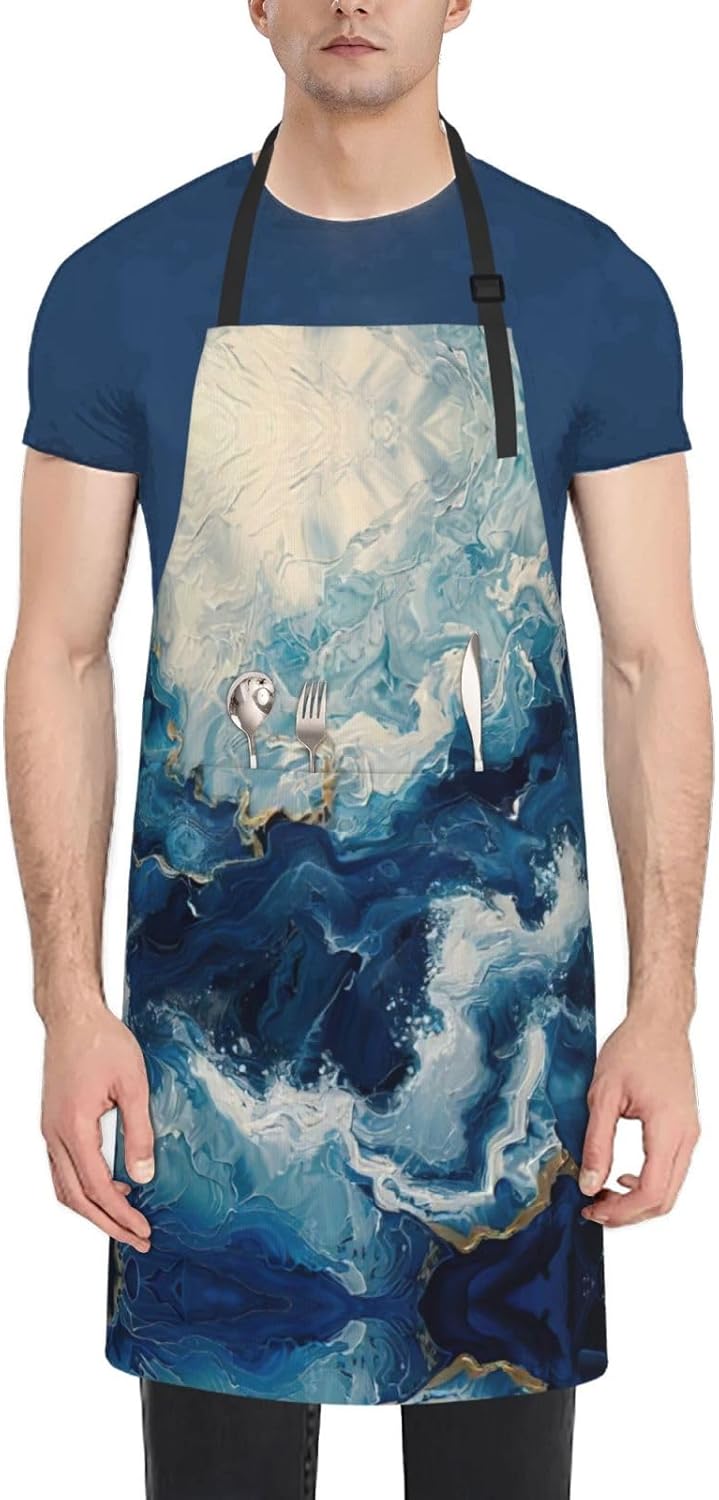 WITHIN THE TIDES print Waterproof chef's apron with pocket apron for kitchen cooking baking barbecue and gardening