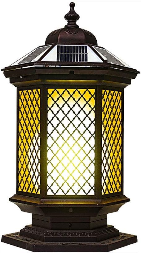 Garden Lamp Chinese All-Aluminum Die-Casting LED Column Head Lamp Garden Community Villa Wall Lamp E27 Outdoor Post Lights Fixtures Black in Garden & Outdoor Stadium(Solar Energy-m)