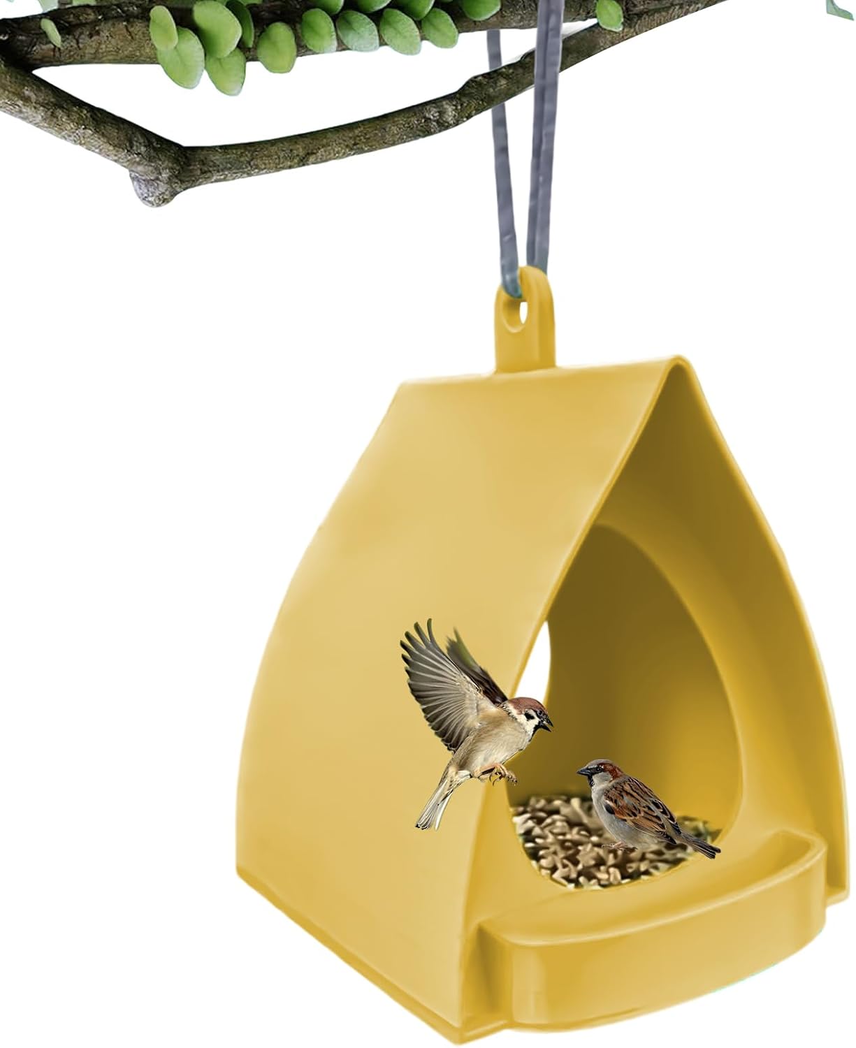 Bird Feeders for Outdoors - Open Design Station, Hut Shape Hangable Mo
