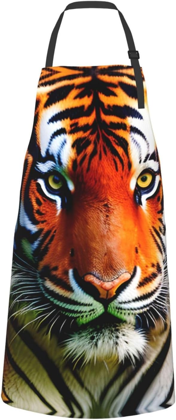 Tiger Stripes Orange Pattern print Waterproof chef's apron with pocket apron for kitchen cooking baking barbecue and gardening