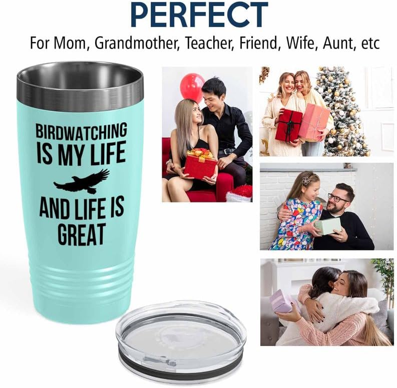 Birding Teal Edition Viking Tumbler 20oz - Birdwatching is my life - B