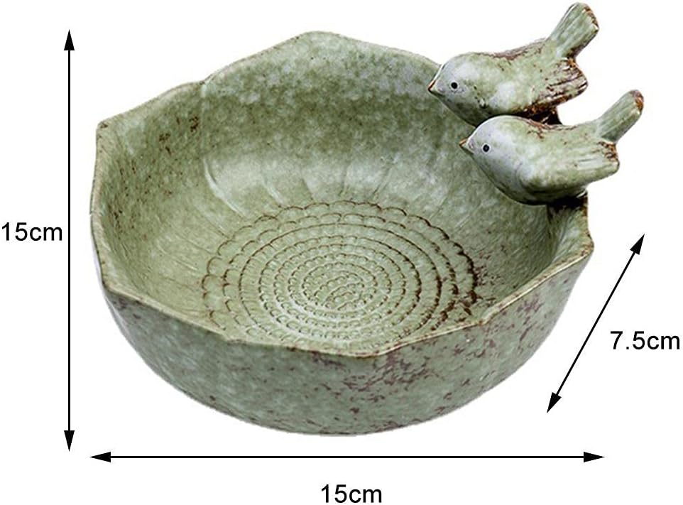 Ceramic Birdbath Bowl Wild Bird Feeder Food Holder Container Bird Feeding Tray Bowl for Outside Bee Bird Water Bath Outdoor Garden Courtyard Decoration, Balcony and Lawn