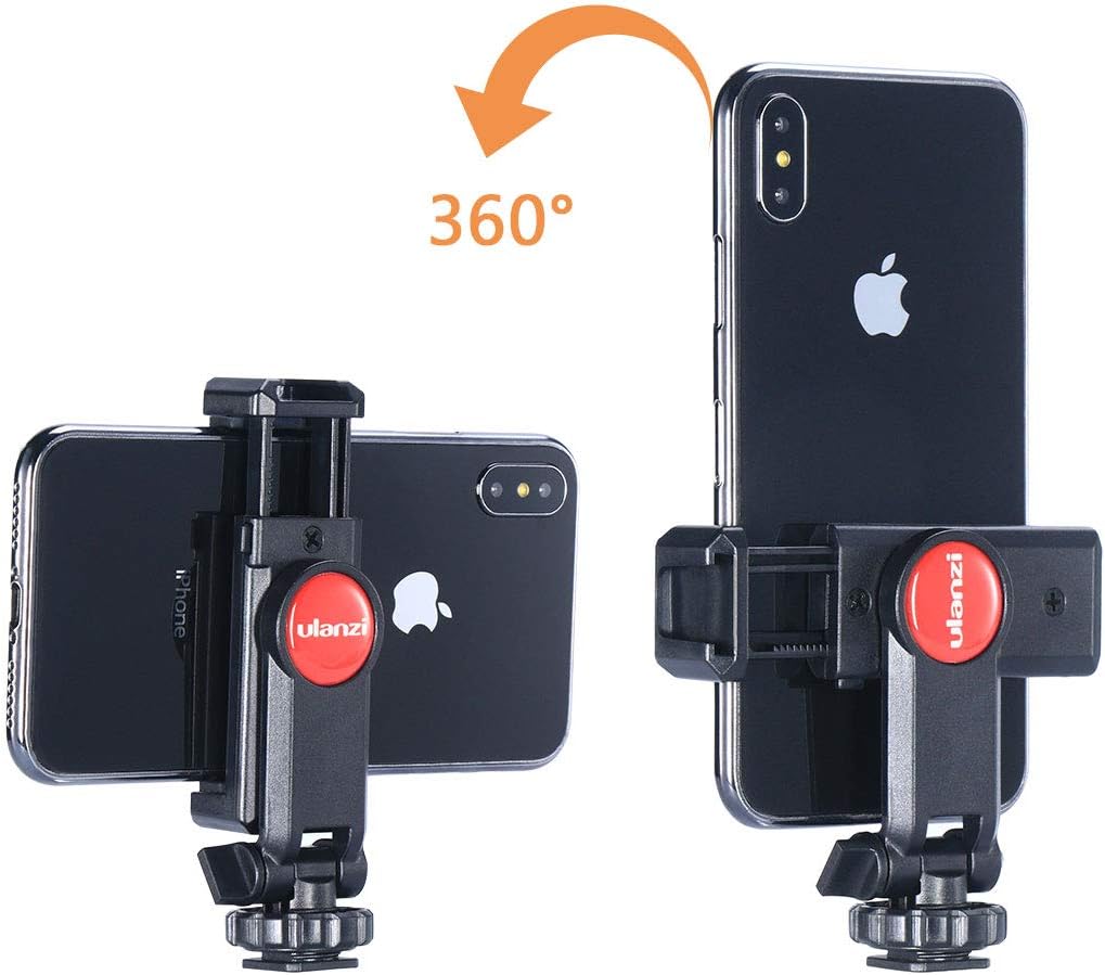 ULANZI ST-06S Camera Hot Shoe Phone Holder Flexible Phone Tripod Mount Adapter w Double Cold Shoe Mount for Microphone LED Light, DJI Ronin SC iPhone Samsung Canon Nikon DSLR Photography
