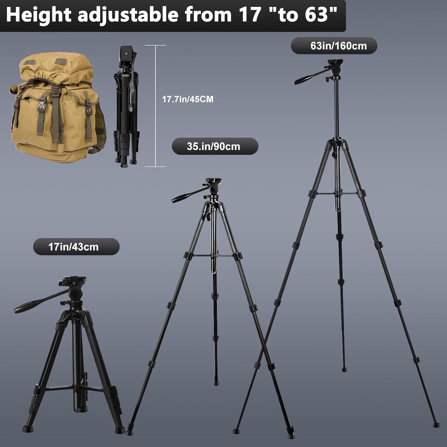 Binocular Tripod, Spotting Scope Tripod Stand with Binocular Adapter and 2 QR Plates, Travel Camera Stand, Compatible with Binoculars/Spotting Scope/Camera/Telescope/Astronomy Binoculars/DSLR