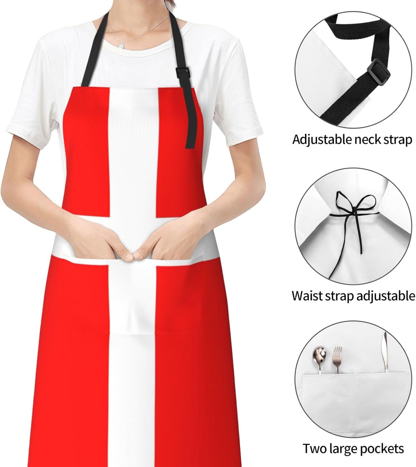 Denmark Danish Flag print Waterproof apron with pocket adjustable cooking apron for adult kitchen bibs to bake