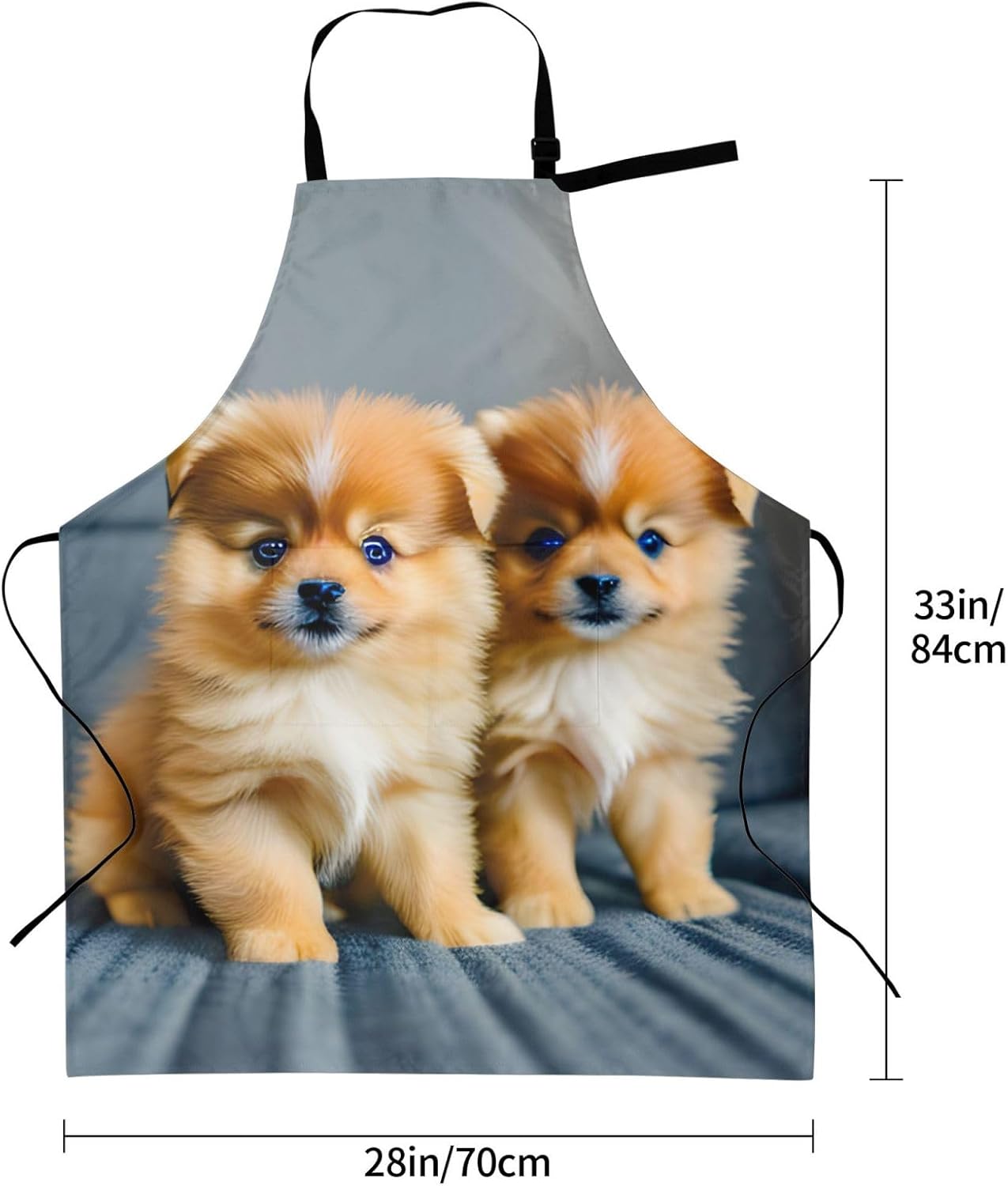 Pomeranians Puppies and Point print Waterproof chef's apron with pocket apron for kitchen cooking baking barbecue and gardening