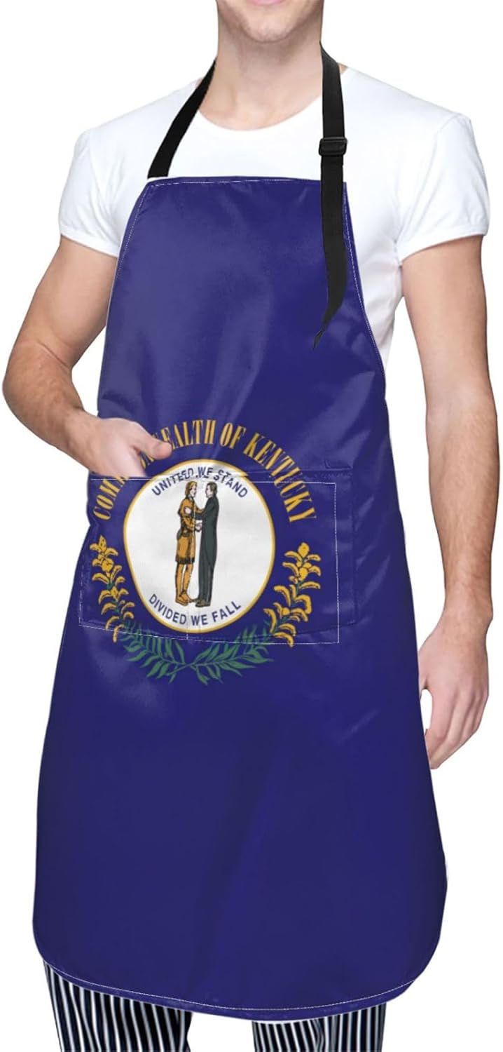 Kentucky State Flag print Waterproof apron with pocket adjustable cooking apron for adult kitchen bibs to bake
