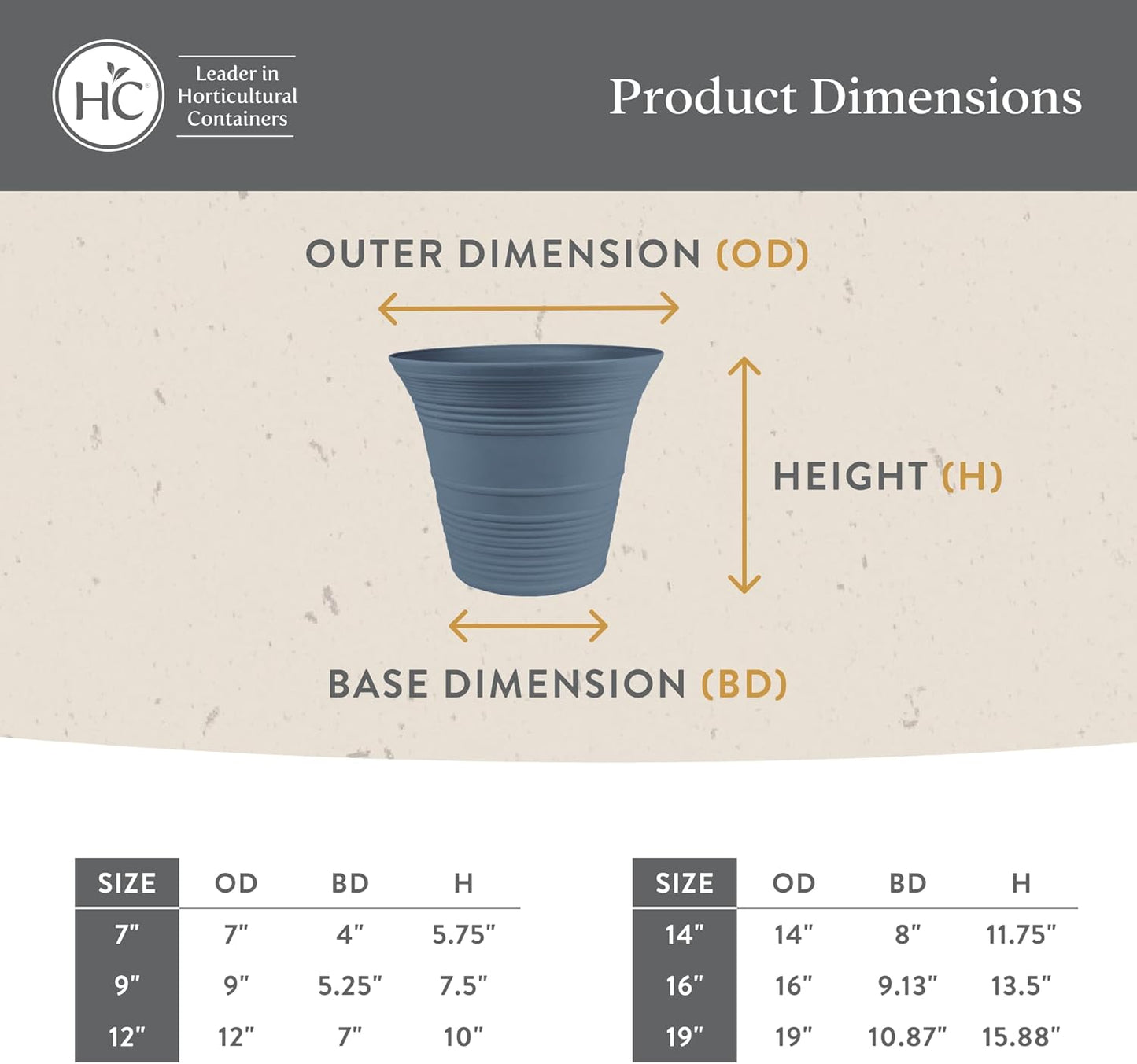 The HC Companies 14 Inch Sedona Round Self Watering Planter Pots, Ligh